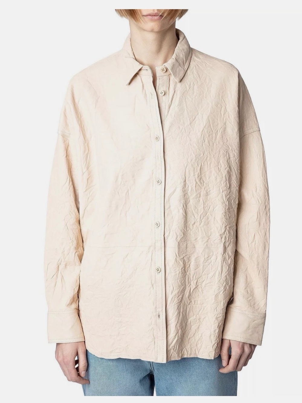 New with tags Zadig & Voltaire Pale Beige Leather Shirt Jacket